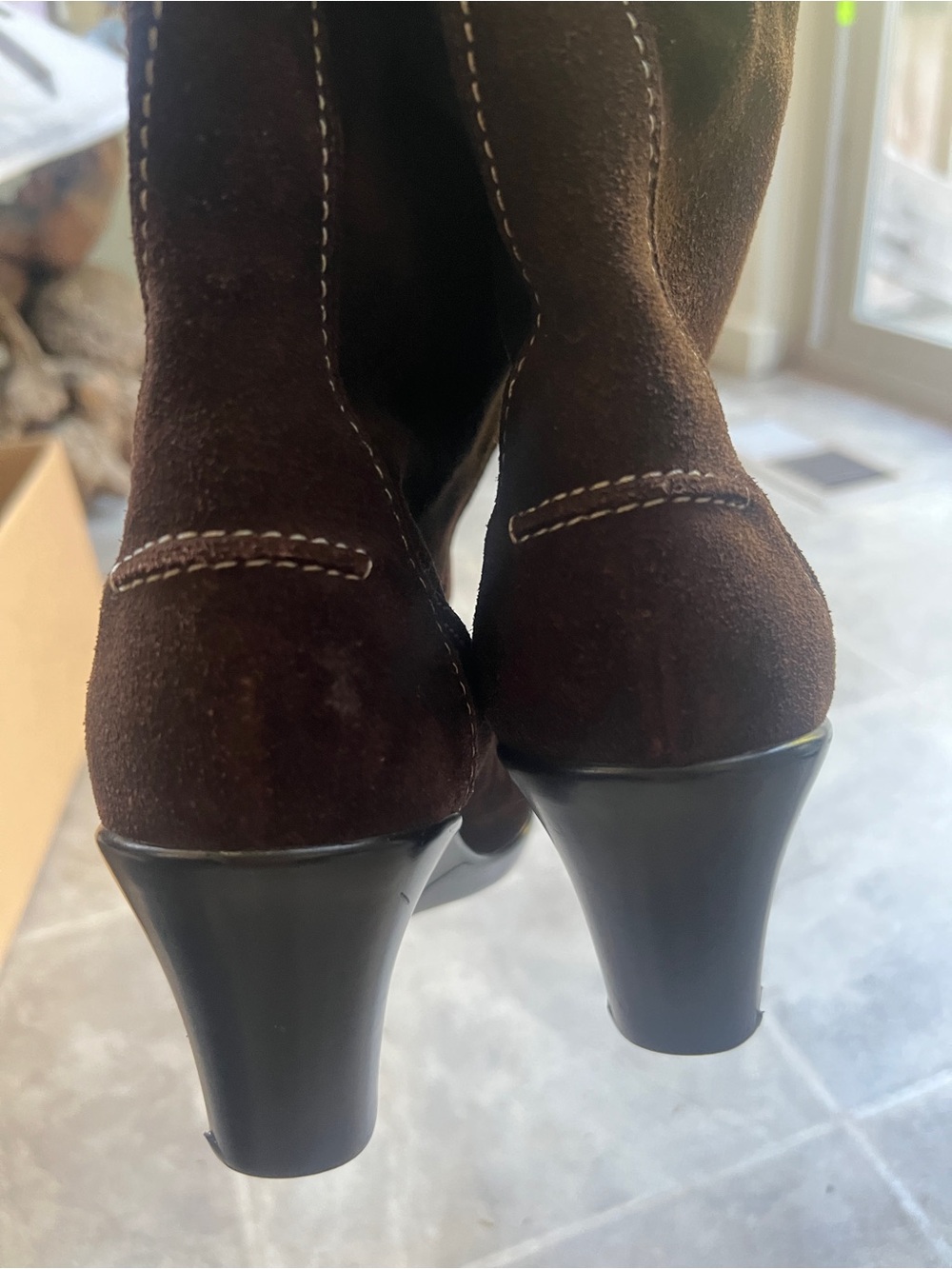 Crocs Brown Genuine Suede Leather Mid-Calf Boots with Contrast Stitching - Picture 8 of 9